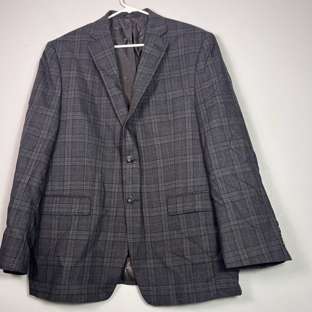 Calvin Klein Men's Wool Windowpane Suit Blazer Jacket Sz 42S Slim Fit